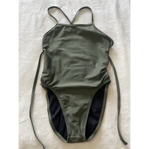 Jolyn Size 26 One Piece Training Swimsuit USA Made Green "Jackson 4" Open Back